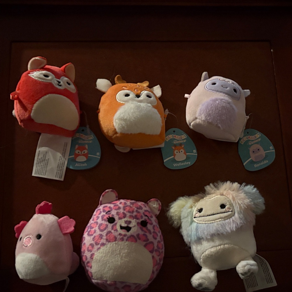 Squishmallows Plush Set of 6 with Red, Orange, Pink, and Multicolor